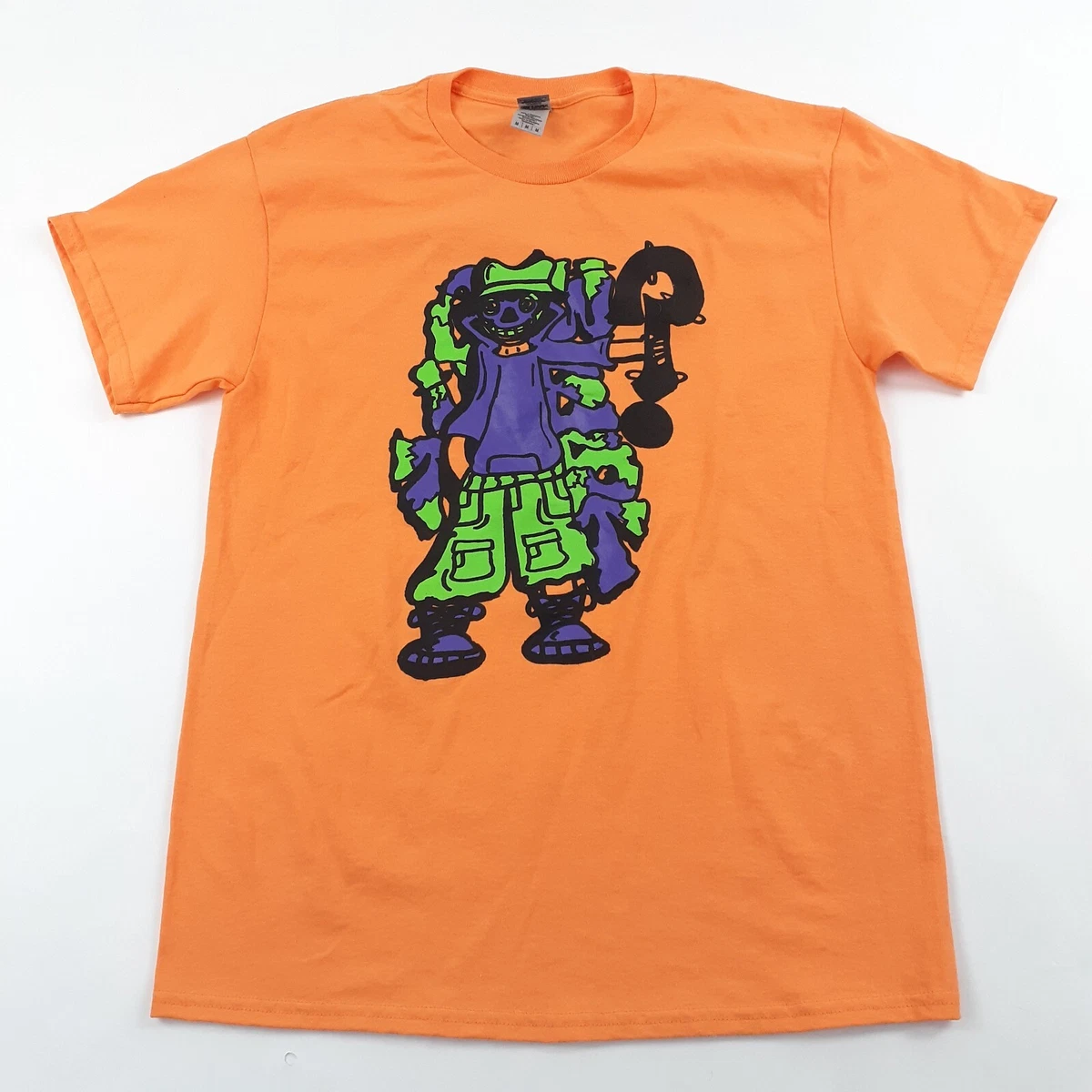 Gildan T Shirt Mens M Orange Graffiti Hip Hop Abstract Streetwear Art Cartoon