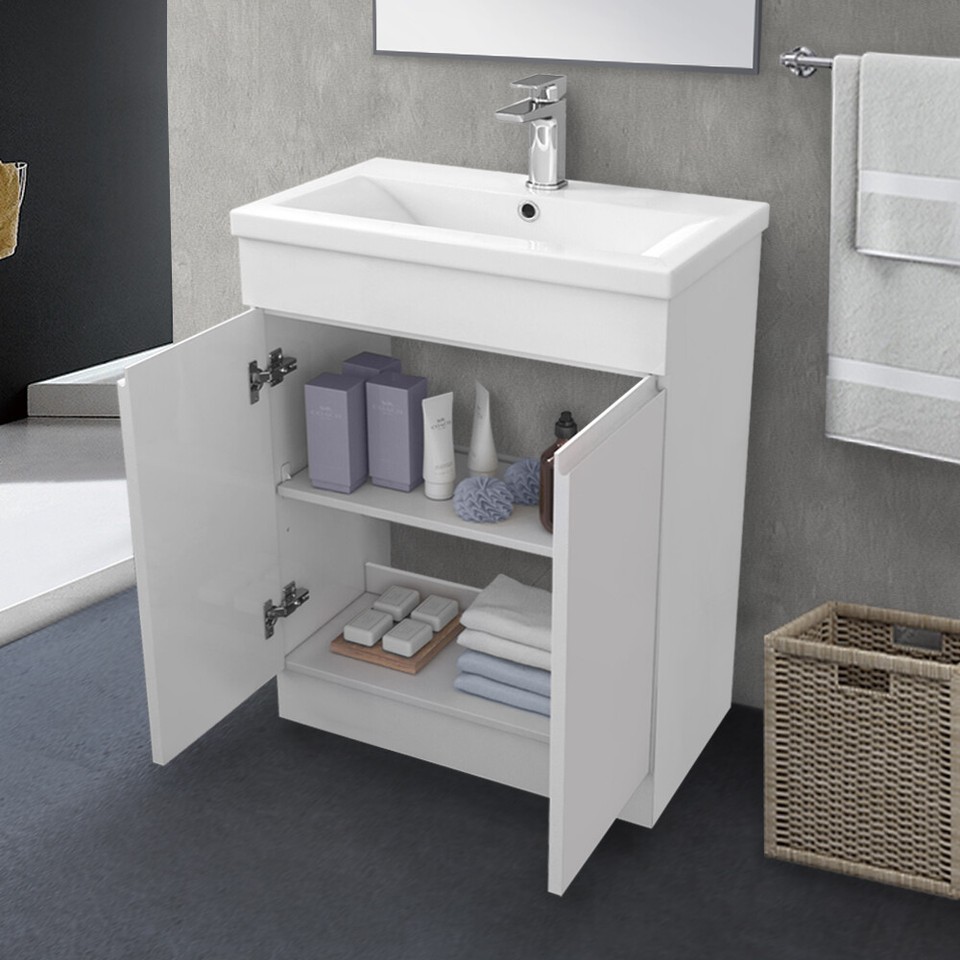 600mm Bathroom Vanity Unit Basin Sink Storage Floor Standing Cabinet ...