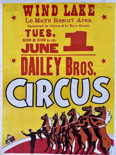 Dailey Bros 21x28 Circus Poster 70s Mod Pop Art Silk Screen Horse Mid Century