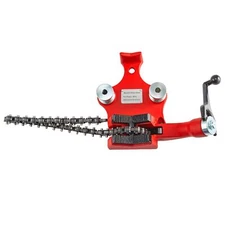 1/8-5"Heavy Duty Bench Chain Vise w/Crank Handle Neoprene Jaw CastIron Pipe Vise