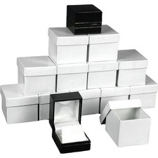 12 Earring Boxes Black Faux Leather Jewelry Display Box