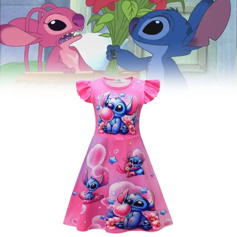 Stitch Girl Princess Pajama Dress With Cotton Blend Fabric For Kids - Image 4 of 4