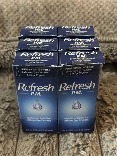 EXP 11/28 LOT OF 6 REFRESH PM Preservative-Free Eye Ointment .12oz (3.5g) SEALED