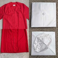 Jostens 5'7" - 5'9" high school college graduation ceremony red gown & white cap