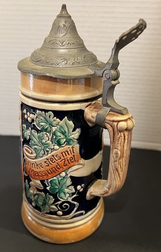 Vtg Werner Corzelius West German 1/2 Liter Beer Stein-Pewter Top-1960s - Picture 5 of 17