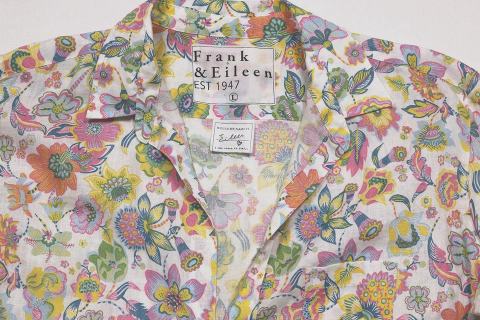 Blusa Frank & Eileen L 100 % lino colorida camisa floral con botones precio de venta sugerido por el fabricante 248 USD Foto 2 de 4