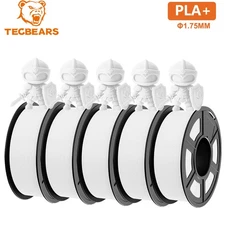 TECBEARS 5KG PLA+ Filament 3D Printer Bundle 1.75mm±0.02 PLA Plus Filament White