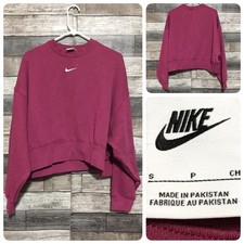 Nike Center Swoosh Oversized Crop Sweatshirt Women s Small Pullover Fleece N8