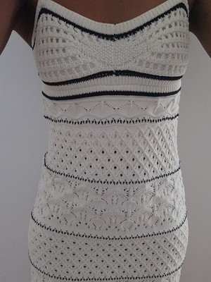 Black and white Crochet Midi Dress, Large, summer wear by A.Peach designer