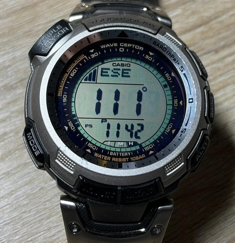 Casio PRW1300TJ Outdoor Watch Radio Solar Titanium Band Timepiece Outdoor Tool