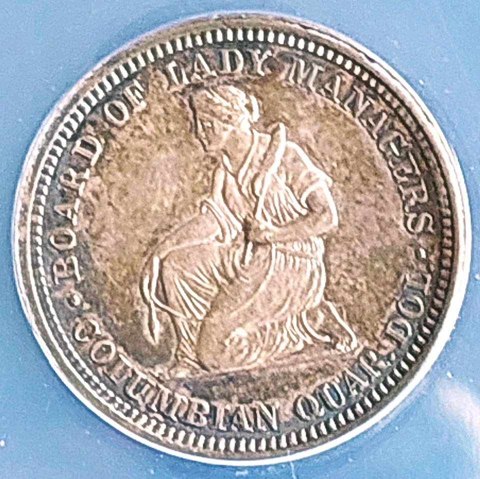 1893 25 C Isabella , ANACS AU 55 details,   nice silver coin    #1988 , # 64-18 - Image 2 of 4