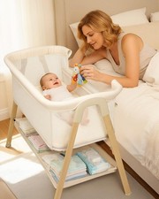 Baby Bassinet Bedside Sleeper Mini Crib w/ Wheels for Infant Toddlers Boys Girls