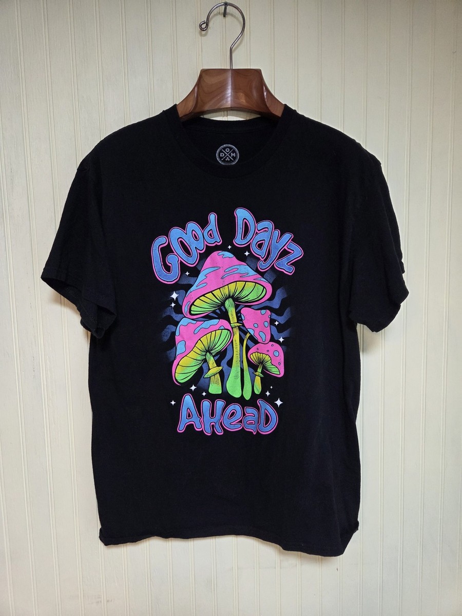Good Dayz Ahead Shirt Mens Large Black Psychedelic Mushroom