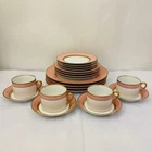 Vintage 1978 Fitz & Floyd Peach/Pink Renaissance 20 Piece Dinnerware Set