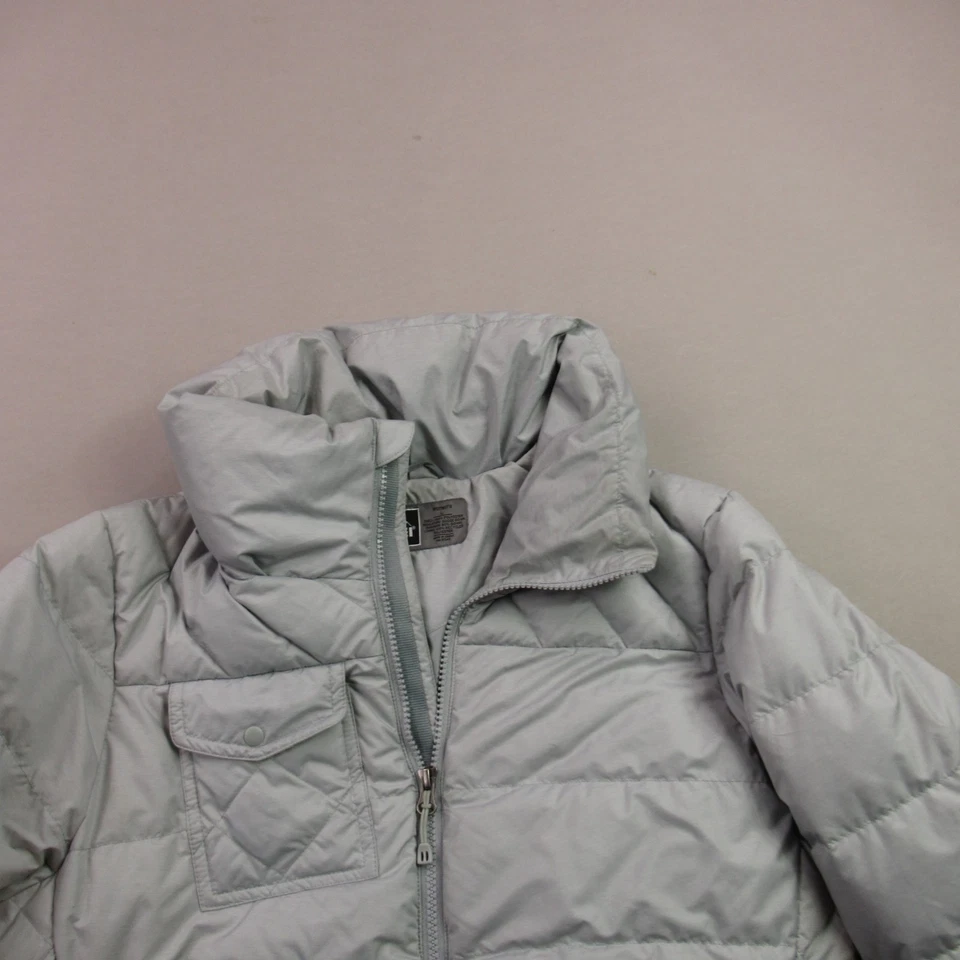 Abrigo REI para mujer grande cremallera completa manga larga exterior gris acolchado Foto 2 de 4