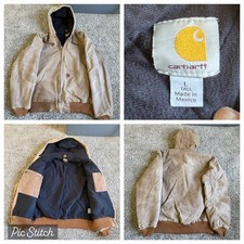 Carhartt Hooded Active Jacket Men s Large Brown Full Zip J130 211 Work Wear