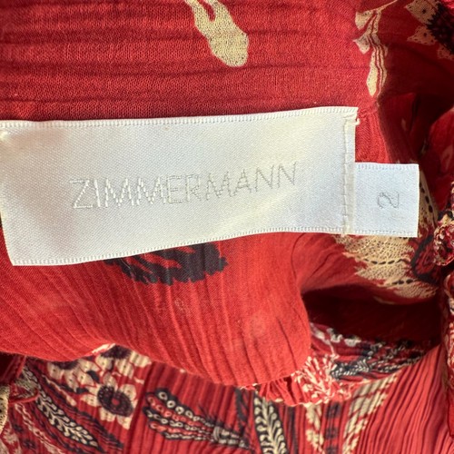 Pagliaccetto tutina Zimmermann Juno stampa floreale misto cotone seta rosso mattone taglia 2 - Foto 12 di 14