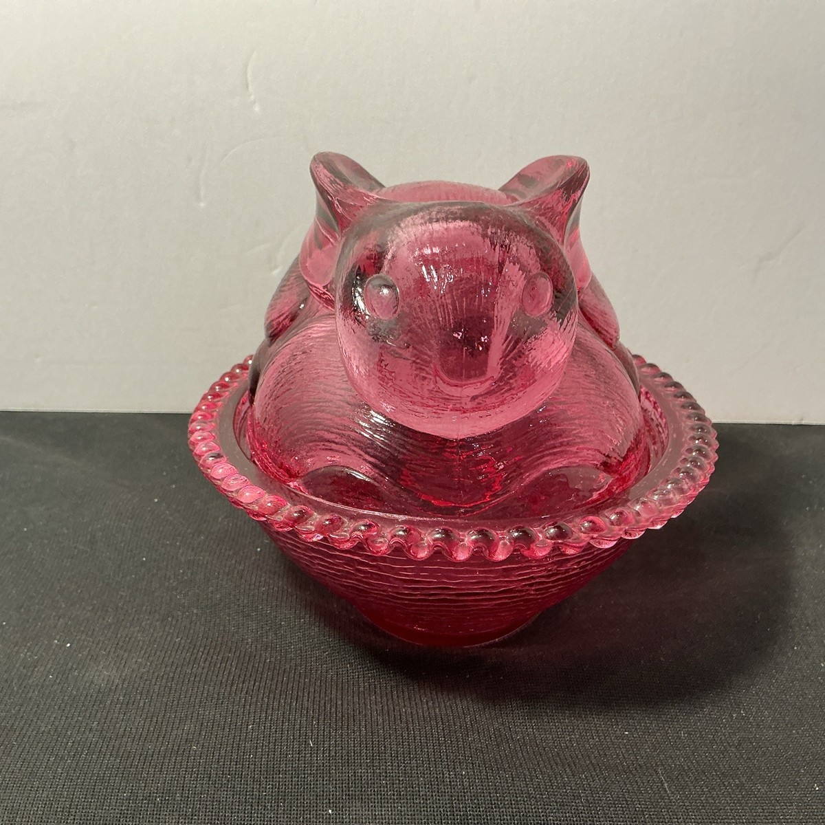 Vintage Cranberry Bunny On Nest Indiana Glass 7” | eBay