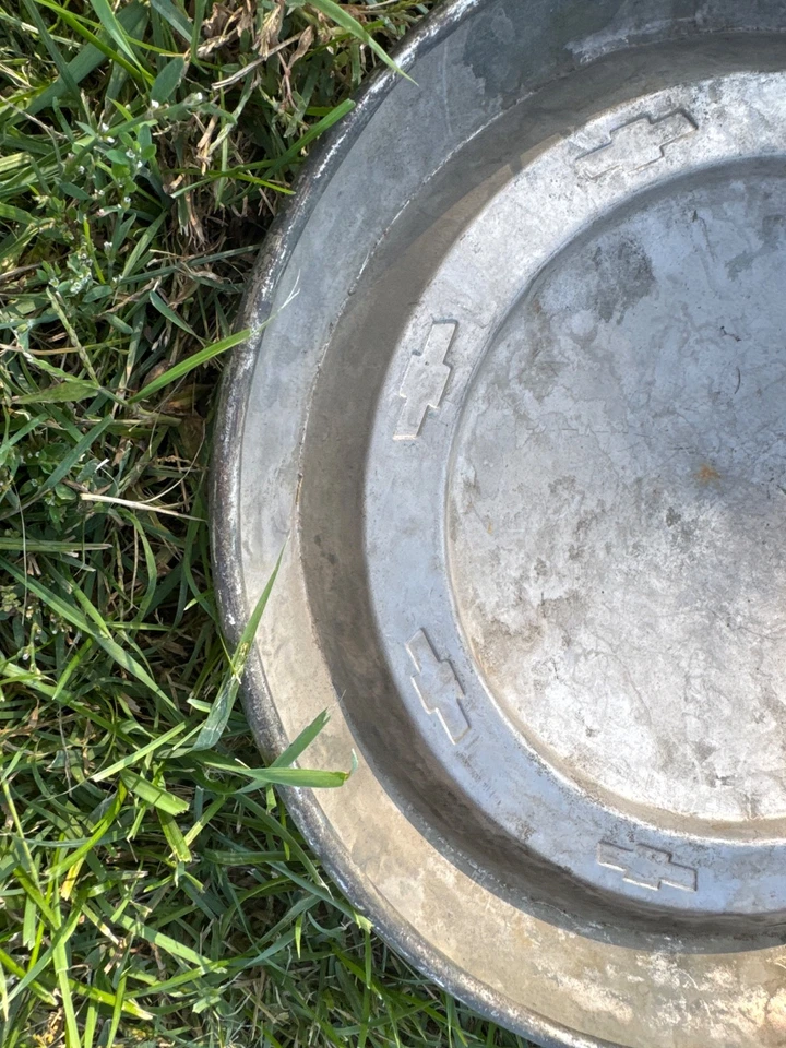 1955 Chevy OEM Wheel Center Rim Hub Dog Dish Poverty Cap Lug Cover 10-1/2” OD U - Image 3 of 3