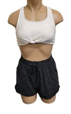 Women's Heathered Dark Gray Elastic Waist Stretchy Drawstring Lounge Shorts