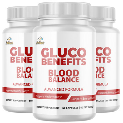 Gluco Benefits-Cardiovascular Health, Blood Pressure & Sugar Support- 3 Bottles