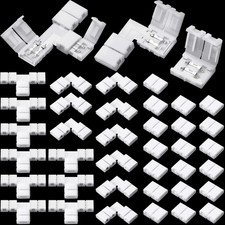 40 Pieces 2 Pin LED Strip Connectors Lights Connector T Shape L Shape Gapless So