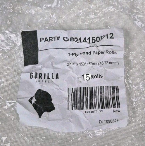 GORILLA Supply Bond Paper 2-1/4" x 150' CALCULATOR PAPER 15 Rolls - Picture 4 of 6