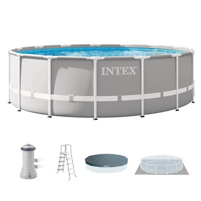 Intex 15ft x 48in Prism Above Ground Swimming Pool Set with Ladder and Cover
