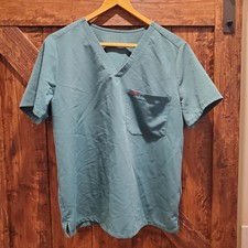 FIGS SCRUB Technical Collection Women's Pocket Short Sleeve Green Teal Size XL