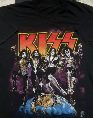 Kiss Alive Worldwide Tour  1996 Vintage Graphic Double Sided size L Men Shirt
