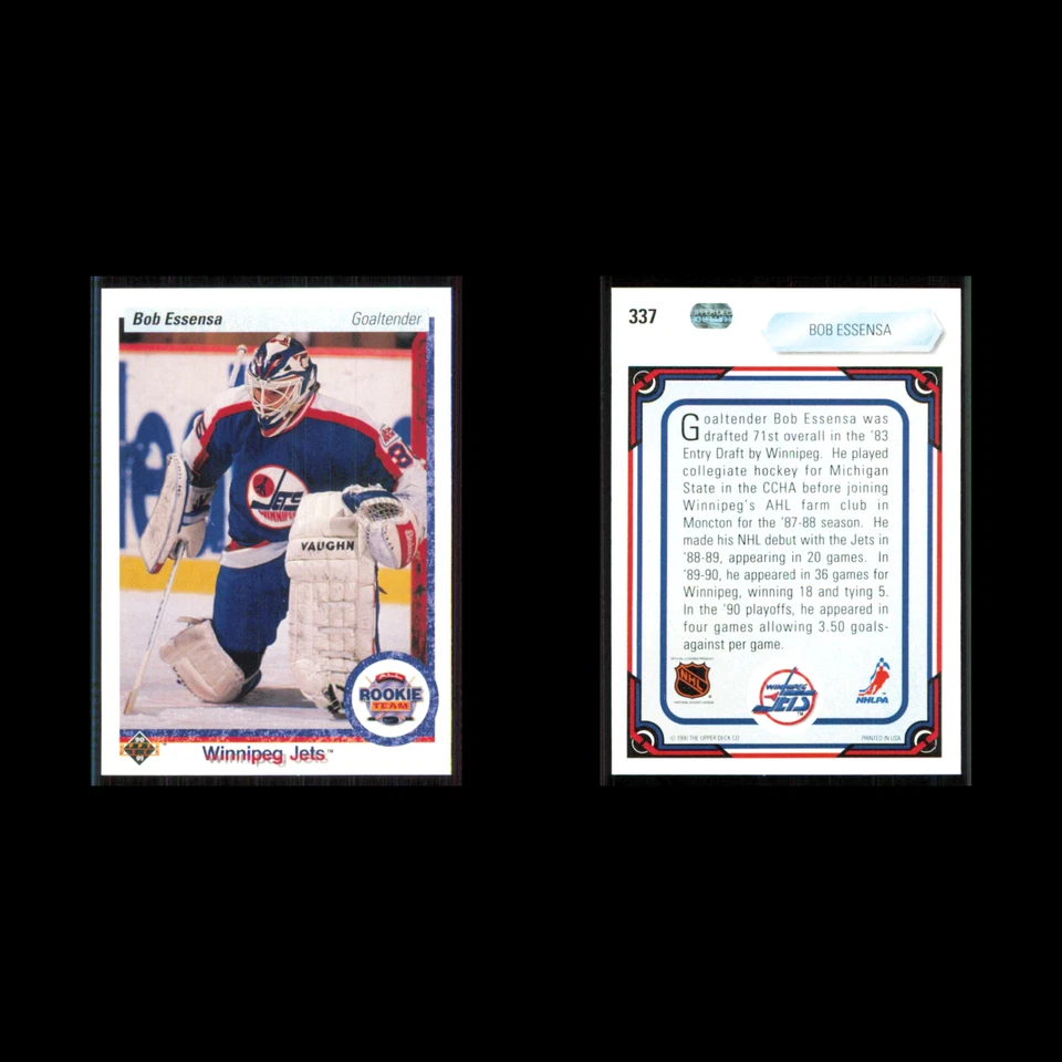 Bob Essensa #337 1990 Upper Deck Winnipeg Jets Hockey Card NHL NM - Image 3 of 3