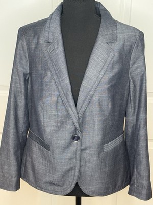 The Limited Blazer Jacket Womens Large Navy Notch Lapel Single Breasted