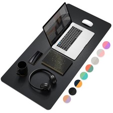 35.4x17 Inch Desk Mat Pad Waterproof Laptop Leather Protector Large Black