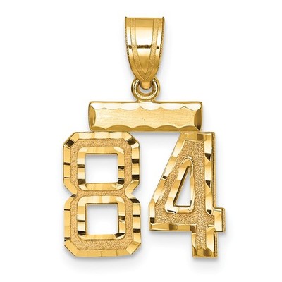 14k Yellow Gold Small Brushed Diamond-cut Number 84 Charm Pendant Mother Gift