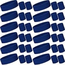 36 Pcs Neon Sweatbands Set for Kids Bulk Sports Headband Wristband Dark Blue