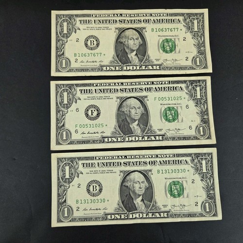 Lot Of 3 2013 Star Notes $1 Denomination