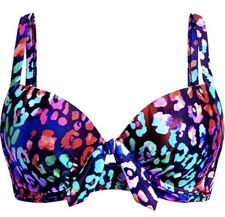 Women s Bikini Top With Underwire Size Medium Colorful Leopard Print