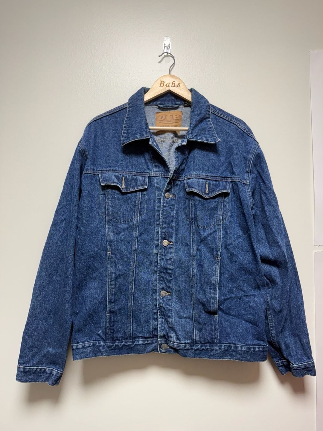OTB One Tough Brand Vintage Blue Denim Trucker Jacket Size L