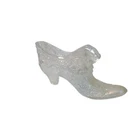 Fenton Iridescent Carnival Glass Slipper Daisy Button Cat Head Shoe Figurine
