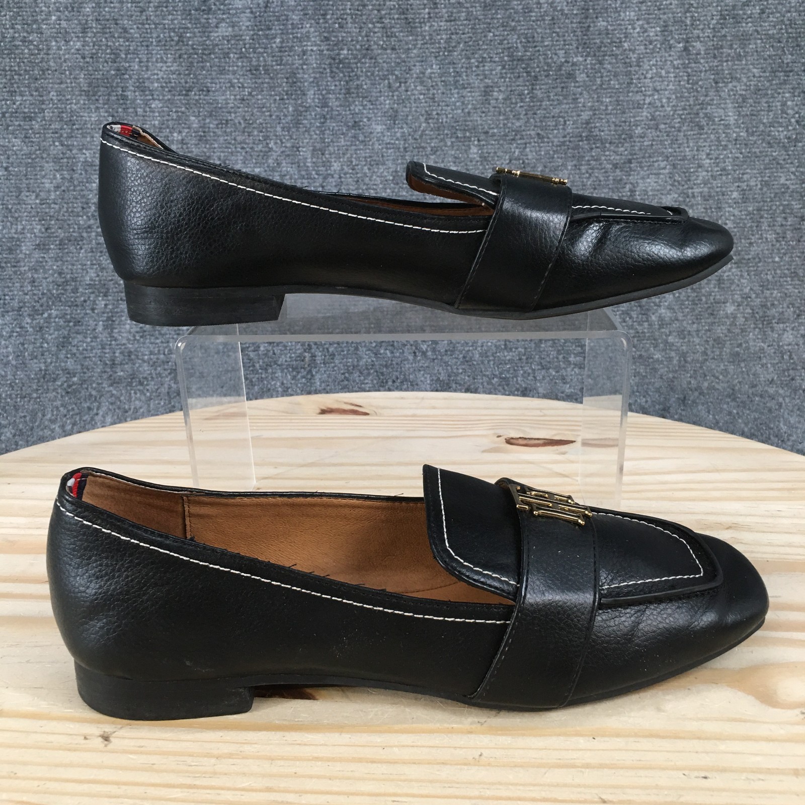 Tommy Hilfiger Trudiy Loafer Shoes Womens 8.5 M Casual Low Faux Leather Black