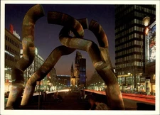 Berlin Sculpture Wilmerdorf Tauentzien vintage night time lapse postcard g144