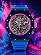 Invicta Racing Quartz Silver Dial, Quartz, Working Chronograph. Pink/Blue/Black
