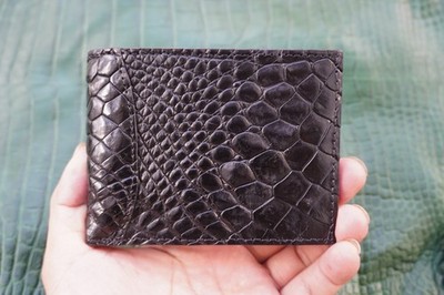 Black Genuine Crocodile Leather SKIN Men's Money Clip WALLET #E15
