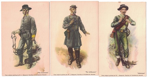 3 1940'S W.L. SHEPPARD CIVIL WAR SOLDIERS CONFEDERATE MUSEUM RICHMOND VA. PC