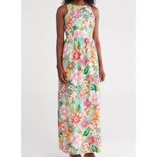 Vince Camuto Floral Halter Neck Sleeveless Maxi Dress Womens Size 6 NWT