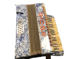 Vintage ROSA Piano Accordion Blue Pearloid Made In Germany 25 Key 24 Bass Case
