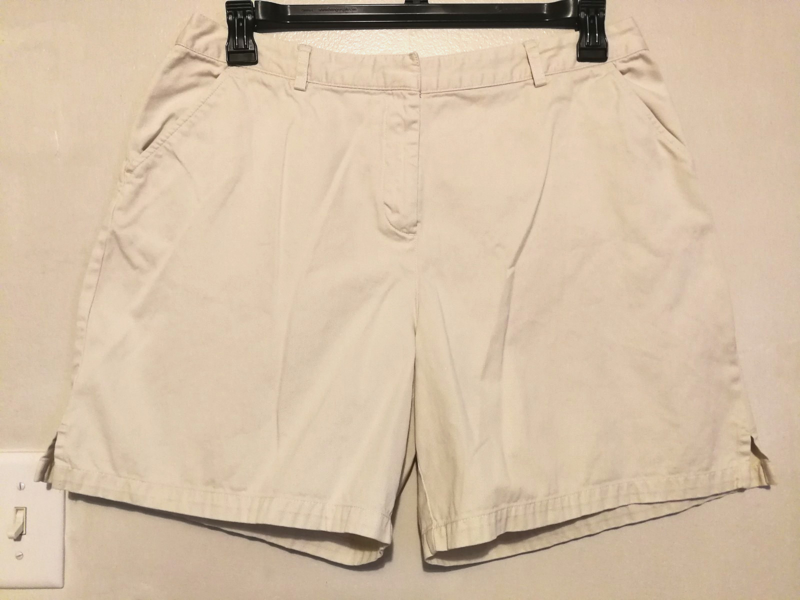 J Jill Womens Shorts 14 Cream Bermuda Chino Khaki Pockets Casual Outdoors Preppy