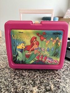 VINTAGE 1994 DISNEY THE LITTLE MERMAID PINK PLASTIC LUNCHBOX & THERMOS