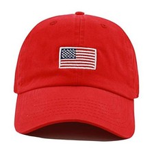 USA Flag & Embroidery Premium 100% Cotton Low Profile One Size 1. Flag-red