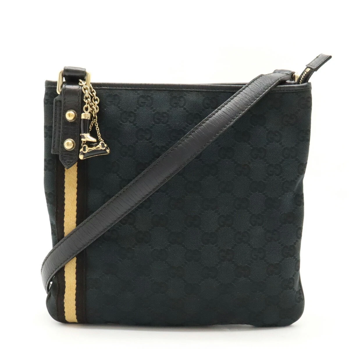 Sac à bandoulière GUCCI GG toile ligne sherry pochette diagonale suspension cuir bla